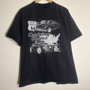 ROUTE 66  T-SHIRT "CRUISING OLDIES" BLACK XL FRUIT OF THE LOOM BEST Y2K 90s